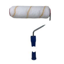 European Style Painting Roller Yellow Strip Blue Plastic Handle White Polyester Paint Roller Set